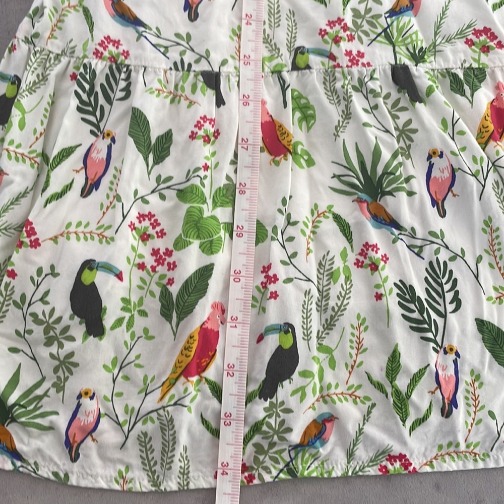 LOFT Jungle Birds Tropical Print Ruffle Double Strap Lined Dress Cover Up size S - Picture 11 of 11